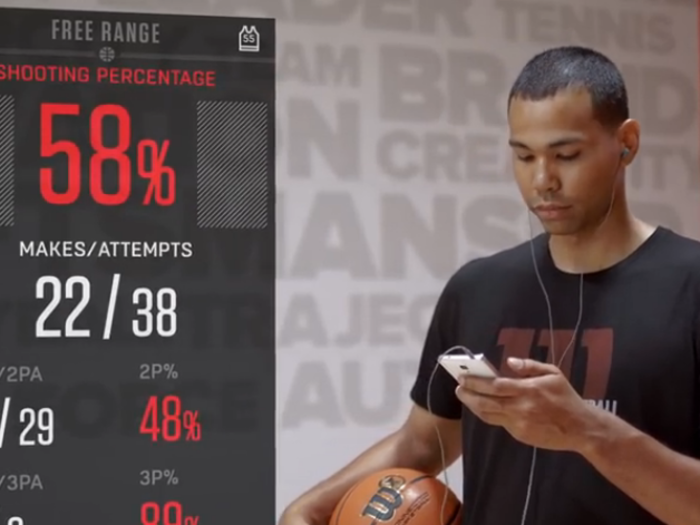 The smartball comes with an app that can track the total time spent playing, the amount of shots taken, and how many points were scored.