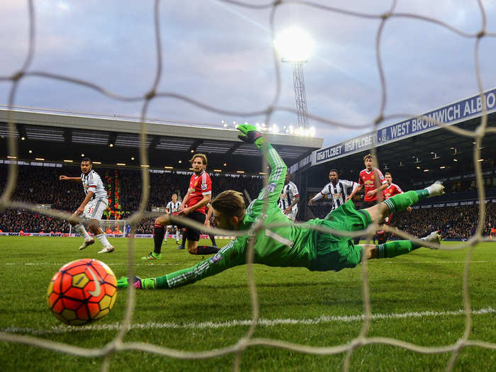 Salomon Rondon of West Bromwich Albion scores the opening goal during the Barclays Premier League match between West Bromwich Albion and Manchester United at The Hawthorns on March 6, 2016, in West Bromwich, England.