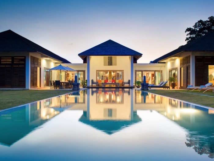 This villa in Canggu, Indonesia, has a cinema, two swimming pools, and a helipad.