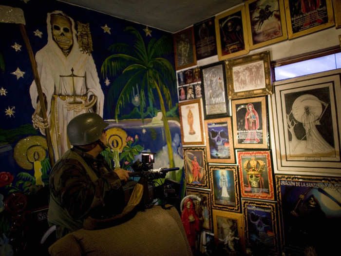 Shrines to Santa Muerte are often found in the homes and hideouts of Mexican drug traffickers.