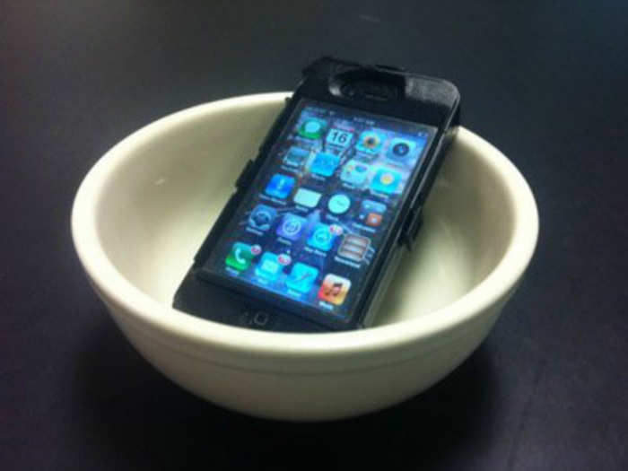 In general, if your iPhone is a little bit too quiet, especially on speakerphone, you can amplify it by placing it into a bowl.
