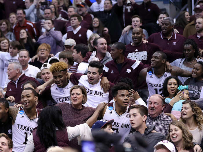 And the party was on for the A&M players and the Aggies fans who stuck around to witness history.