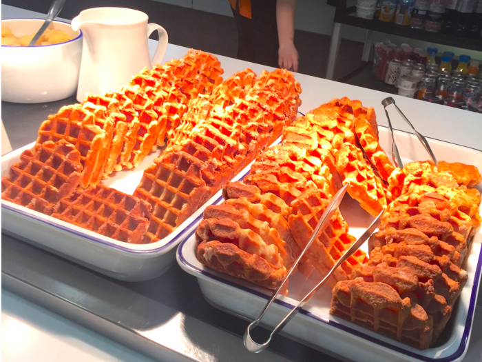 First up, breakfast. The developers have a breakfast club, and Samira spends the first 20 minutes of her day in the well-stocked canteen.