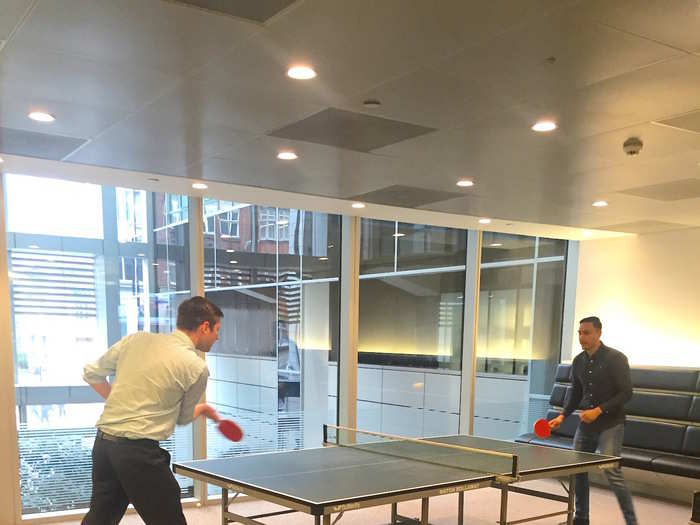 There are ping pong tables next to the cafeteria to work off the pizza calories.