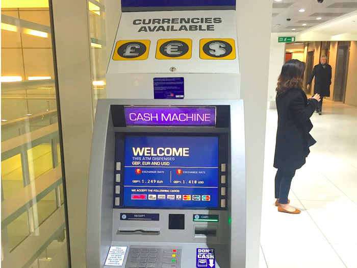 The canteen is a focal point for a lot of the office amenities. Like this cash machine that does a decent line in dollar and euro exchange rates.