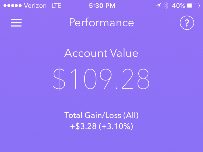 But overall, my account has made 3% in less than a month.