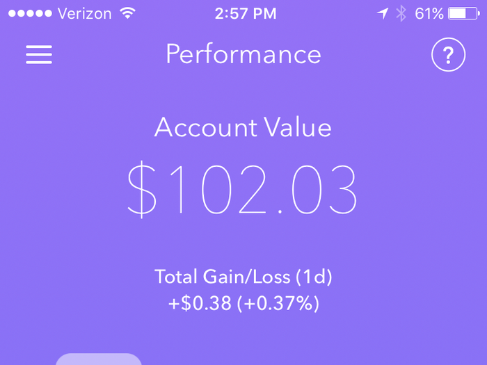 Acorns also shows you a breakdown of what you are invested in by dollar...