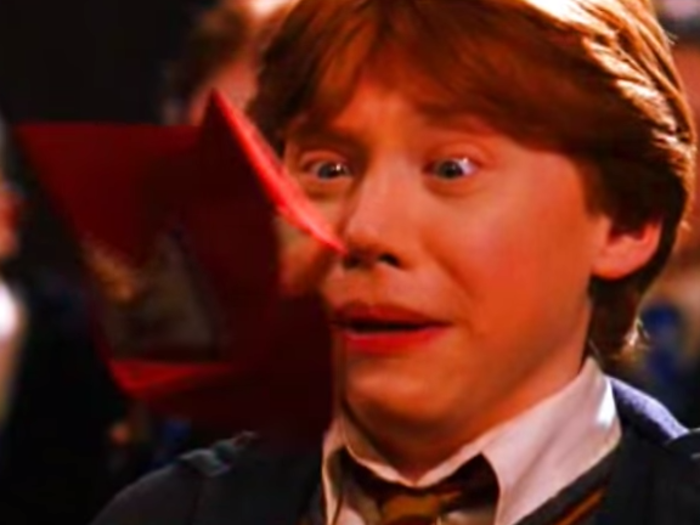 Ron serves as comic relief in the movies more so than in the books.