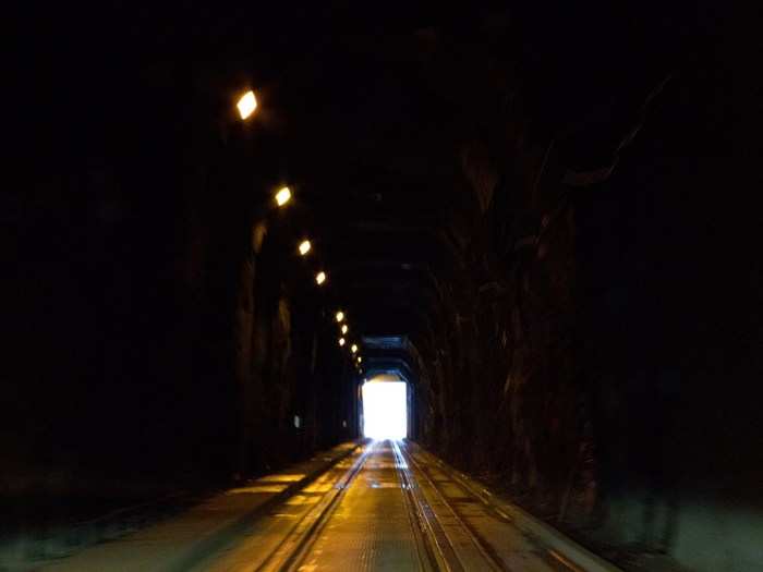 Traveling through the tunnel, it makes you feel a little claustrophobic. By the time you