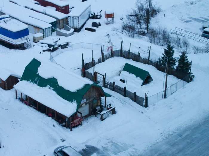 The reindeer pen as seen from above.