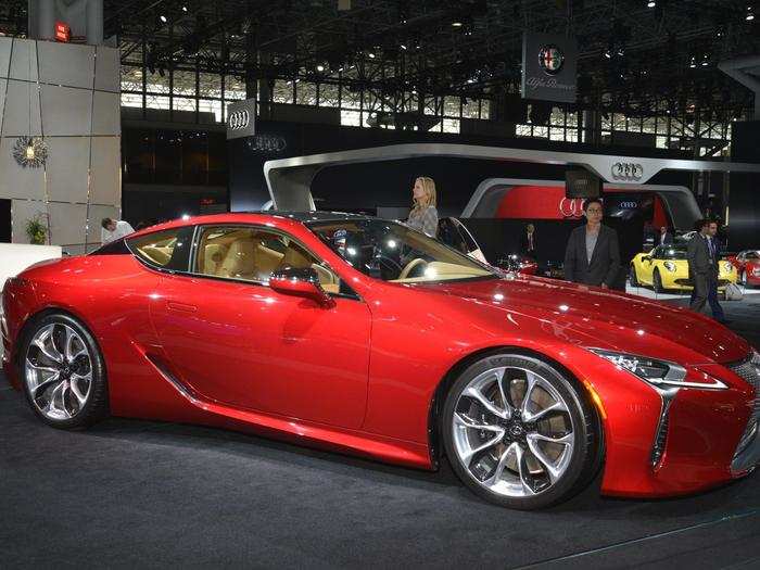 Lexus showed off both the V8 and hybrid versions of its stylish LC500 coupe.