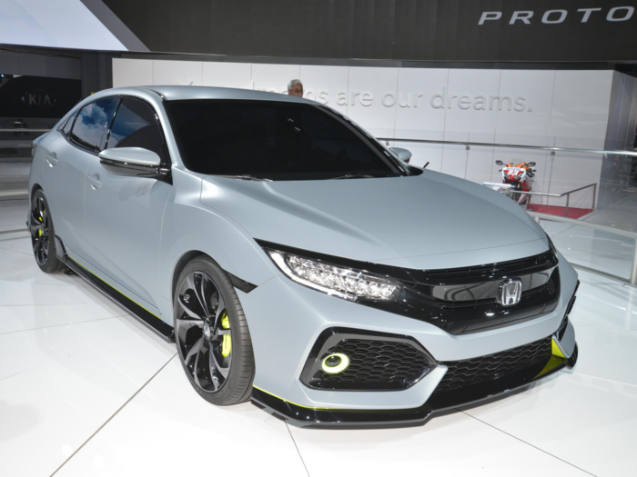 Honda introduced its sporty Civic Hatchback prototype.