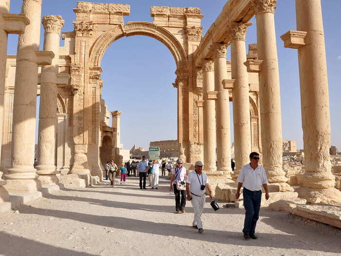 Tourists are seen here walking in Palmyra, September 30, 2010.