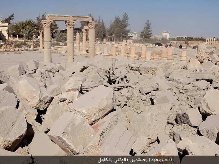 ...and this image, released in August, 2015, by the Islamic State, purports to show the destroyed remains of the same temple.