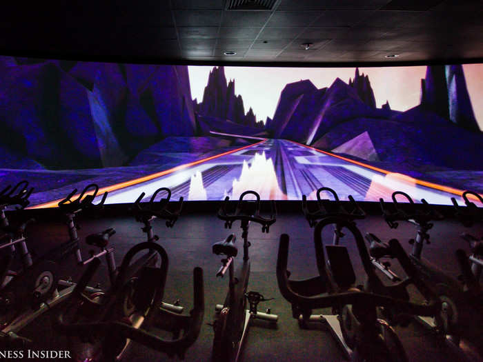 The IMAX-style virtual reality spin studio tour takes you through intense and colorful courses. You might ride over lava, up an incredibly steep glacier, or through a space age city.