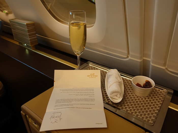 Because Etihad takes service very seriously for its first class passengers, its butlers are trained at the world-famous Savoy Hotel. Attention to detail is paramount, and I was thoroughly impressed by my butler’s attentiveness and professionalism throughout the flight. Etihad doesn’t serve Dom Pérignon or Krug. It serves Bollinger Grande Annee 2005 instead, which retails for around $100 a bottle.