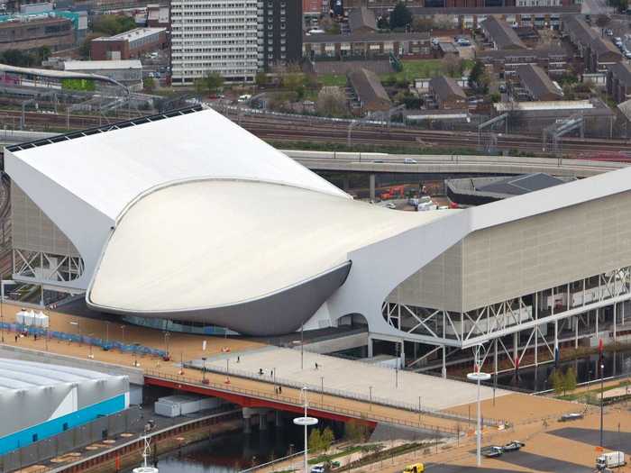 Hadid was commissioned to build the aquatics center in London before the city even won the bid for the 2012 Olympics. It has two 50-meter pools and a diving pool.