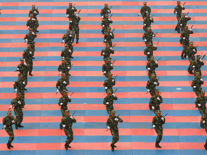 China currently has 2.3 million active frontline personnel in their military.