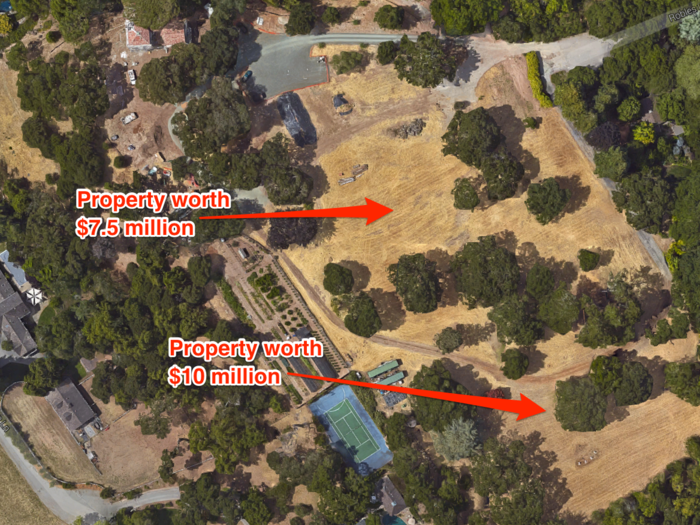 Powell Jobs actually controls two adjacent properties in Woodside worth $7.5 million and $10 million.
