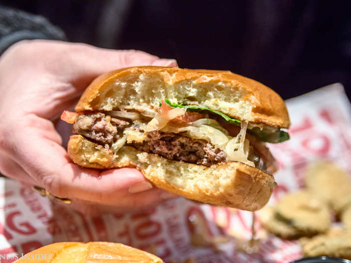 After taking a bite, we immediately taste the freshness of the ingredients. The baby spinach is a nice touch to a well-constructed burger. Despite all of the toppings, the patty is not greasy and the brioche bun holds up astonishingly well.