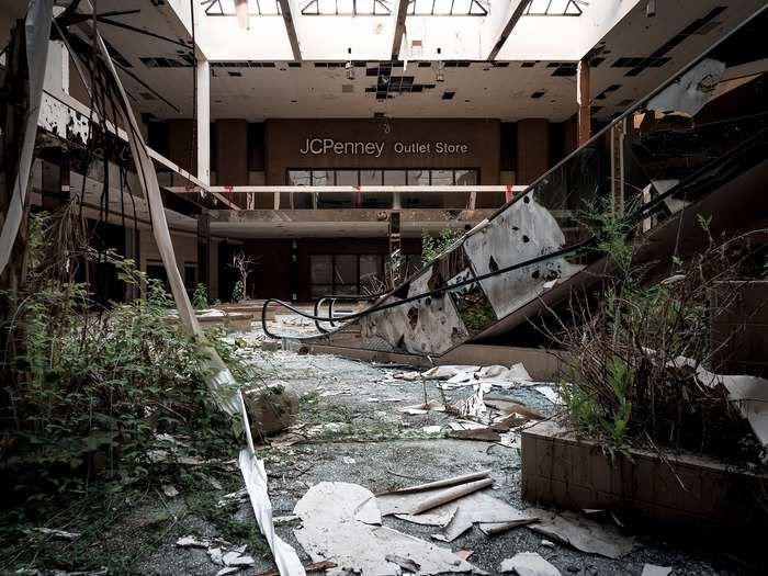 "From the initial abandonment when all was still fairly pristine — shop windows intact — to looking like a bomb dropped — windows smashed and glass tossed all around as trees begin to grow wildly throughout," he wrote, describing the transformation of the mall as it had continued to decay.