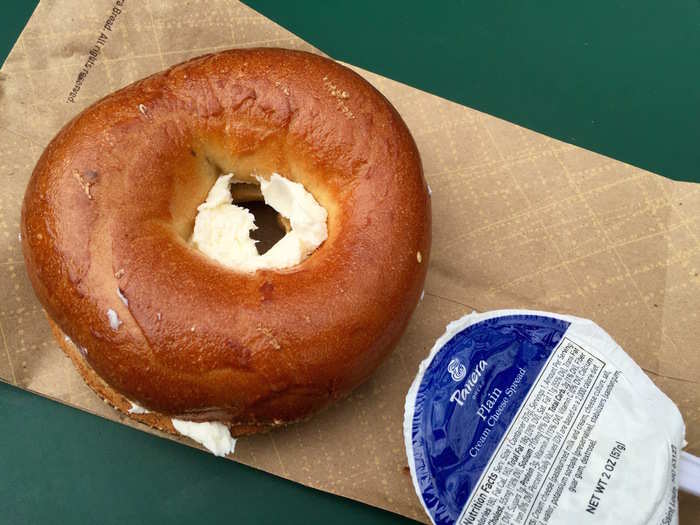 I waited two minutes for a $2.24 plain bagel with cream cheese.