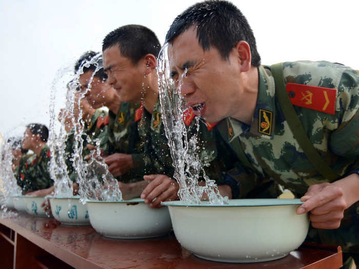 Some training sessions include sticking their heads in tubs of water for minutes at a time to practice holding their breath.