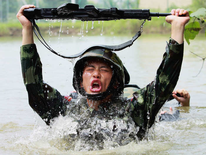 Underwater training requires crossing rivers and staying under as long as you can.