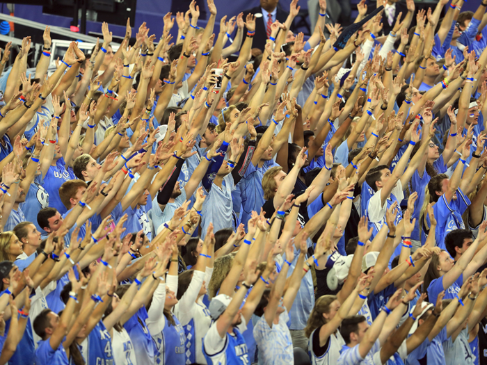 A sea of Tar Heel arms.