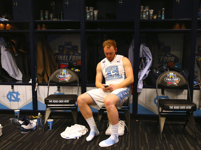 Things were quiet in the Tar Heels locker room.