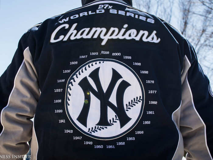 There were letterman jackets decked out with Yankees decor.