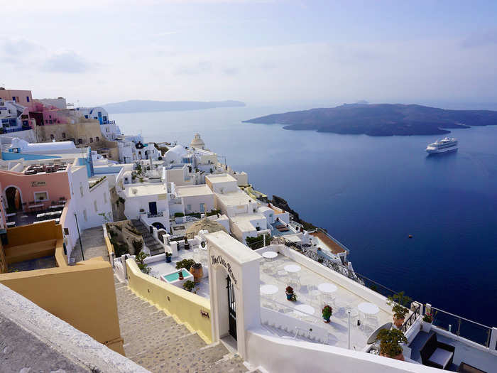 4. Fira, Santorini, Greece — The beaches in the town of Fira on Santorini are among the most beautiful in the Greek islands, especially at sunset. "For a truly unique beach experience, take a trip to Santorini’s Red Beach, a small beach colored by red and black volcanic rocks," Lantsman said.