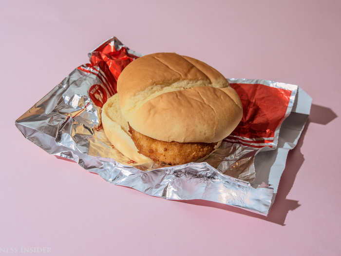 The 7-Eleven sandwich looks surprisingly similar, with a simple yellow bun — albeit not toasted — and a breaded chicken breast peeking out from beneath.