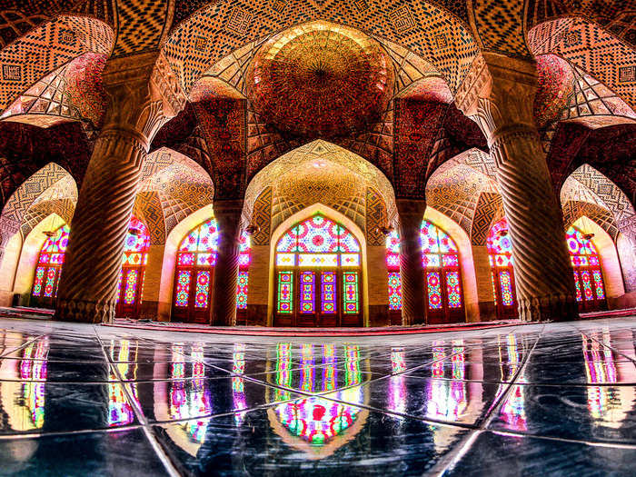 The Nasir Al-Mulk Mosque is also known as the Pink Mosque.