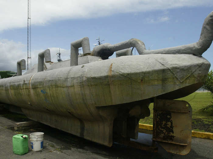 Semi-submersible narco submarines are similar to LPVs. These vessels can completely lower themselves below the waterline — except for a snorkel-like tube to ensure the crew doesn