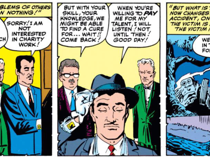 No. In the comics, Dr. Strange is a rather callous, selfish man, caring only about his money and himself.