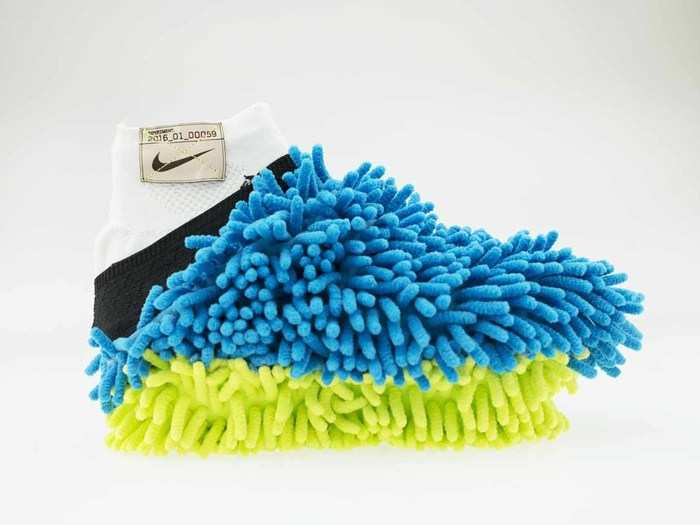 Described as a "cheeky design" by Nike, this puts a mop under your foot as a cushion. It also "sends a subliminal message to the competition: I’m going to wipe the floor with you!" Nike says.