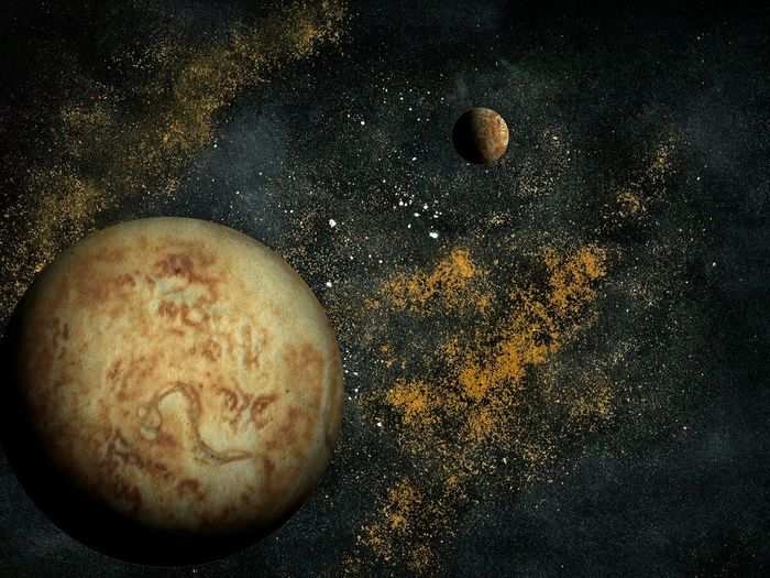 His most detailed image might actually taste good too (maybe minus the cumin).  Its planet and moon are made from pancakes, with a nebula background made from olive oil, cinnamon, cumin, seasoned salt, and water.