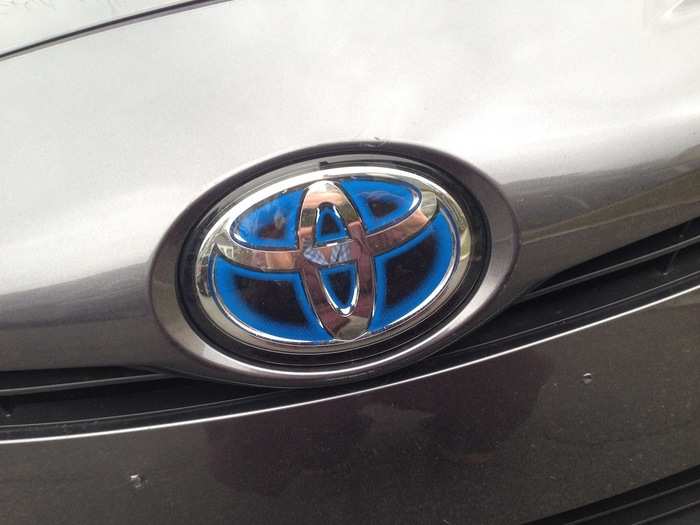 The good old blue-highlighted Toyota badge hasn