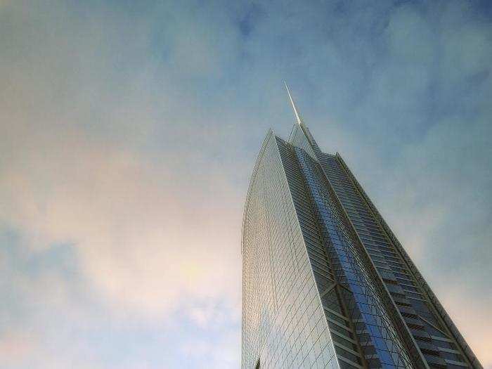 The glass-encased tower will have a clean, reflective finish. Thirty-five elevators will take visitors to their destination floors.