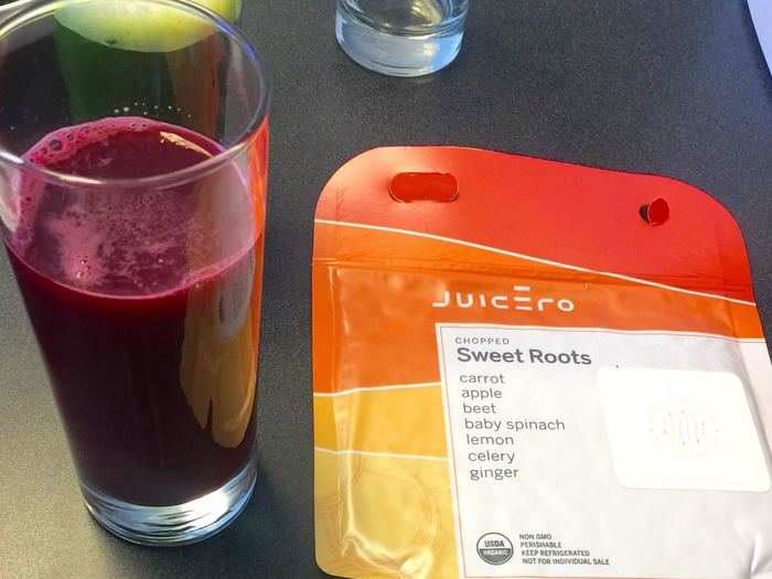 Sweet Roots contains carrot, apple, beet, spinach, lemon, celery and ginger. This juice was my favorite one.