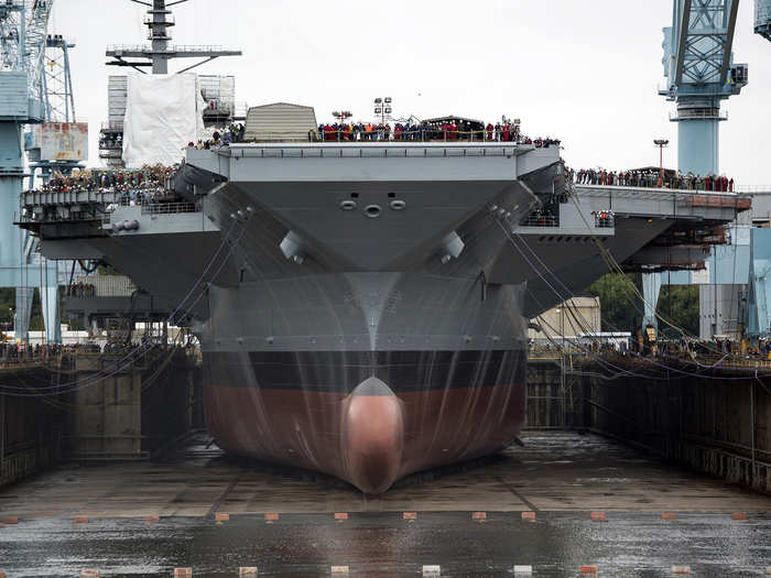 PCU Gerald R. Ford is floated for the first time.