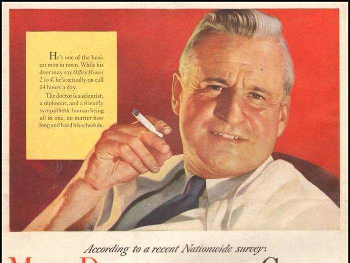 In the 1940s, Camel tried to make out that cigarettes are actually good for you.