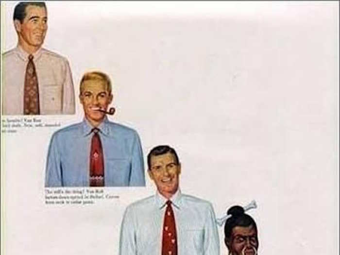 Van Heusen mocked at nonwhite people in the 1950s.