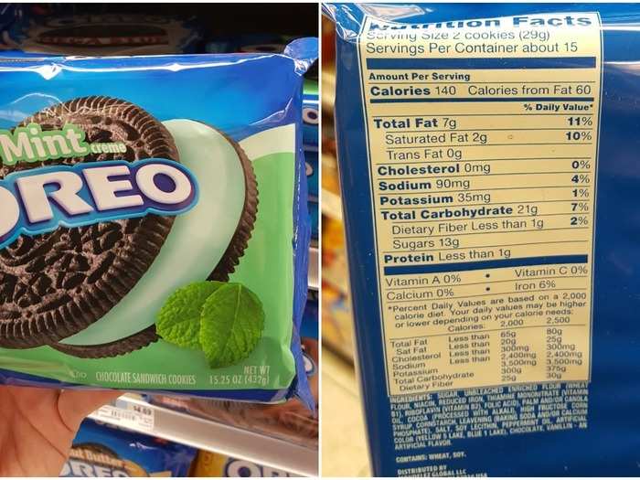 Mint Oreos: 6.5 g per cookie