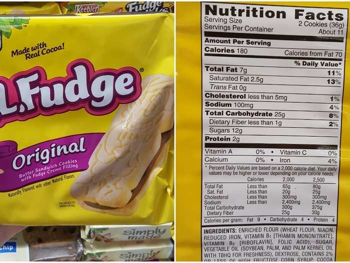 Keebler E.L. Fudge: 6 g per cookie