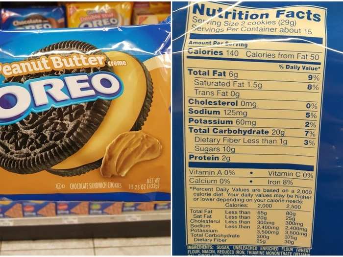 Peanut Butter Oreos: 5 g per cookie