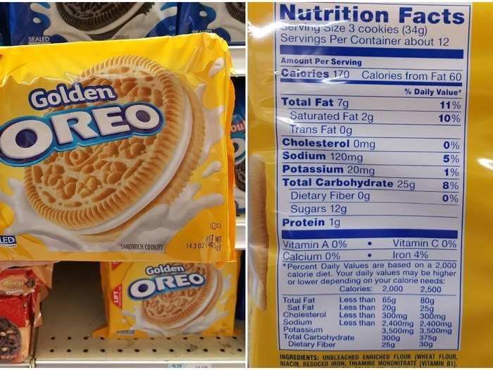 Golden Oreos: 4 g per cookie