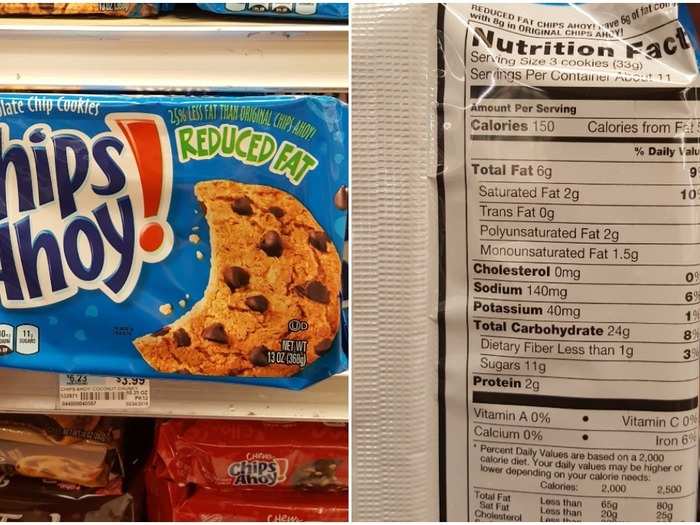 Reduced Fat Chips Ahoy: 3.67 g per cookie