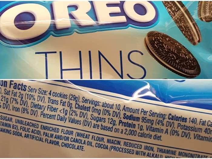 Oreo Thins: 3 g per cookie